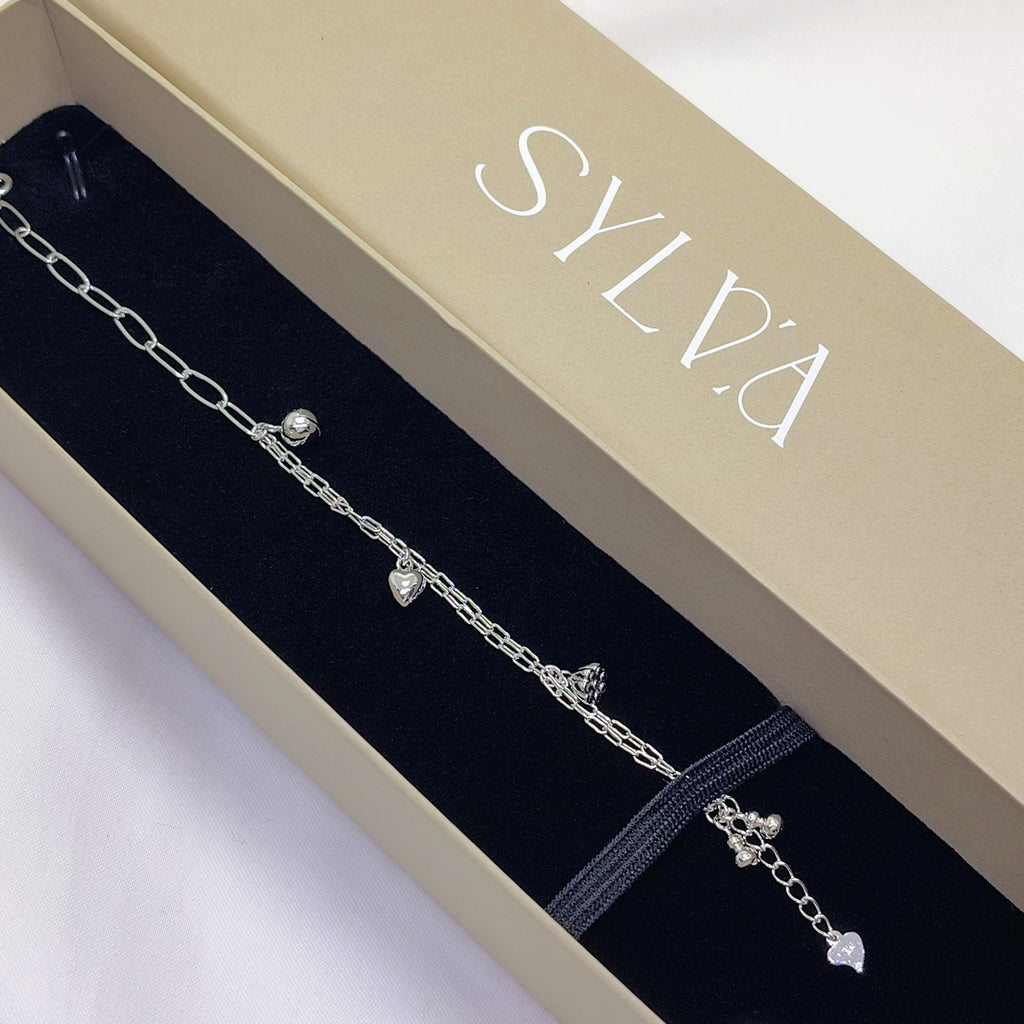 Sterling Silver 925 Bracelet | Sleek Minimal Chain with Hanging Charms