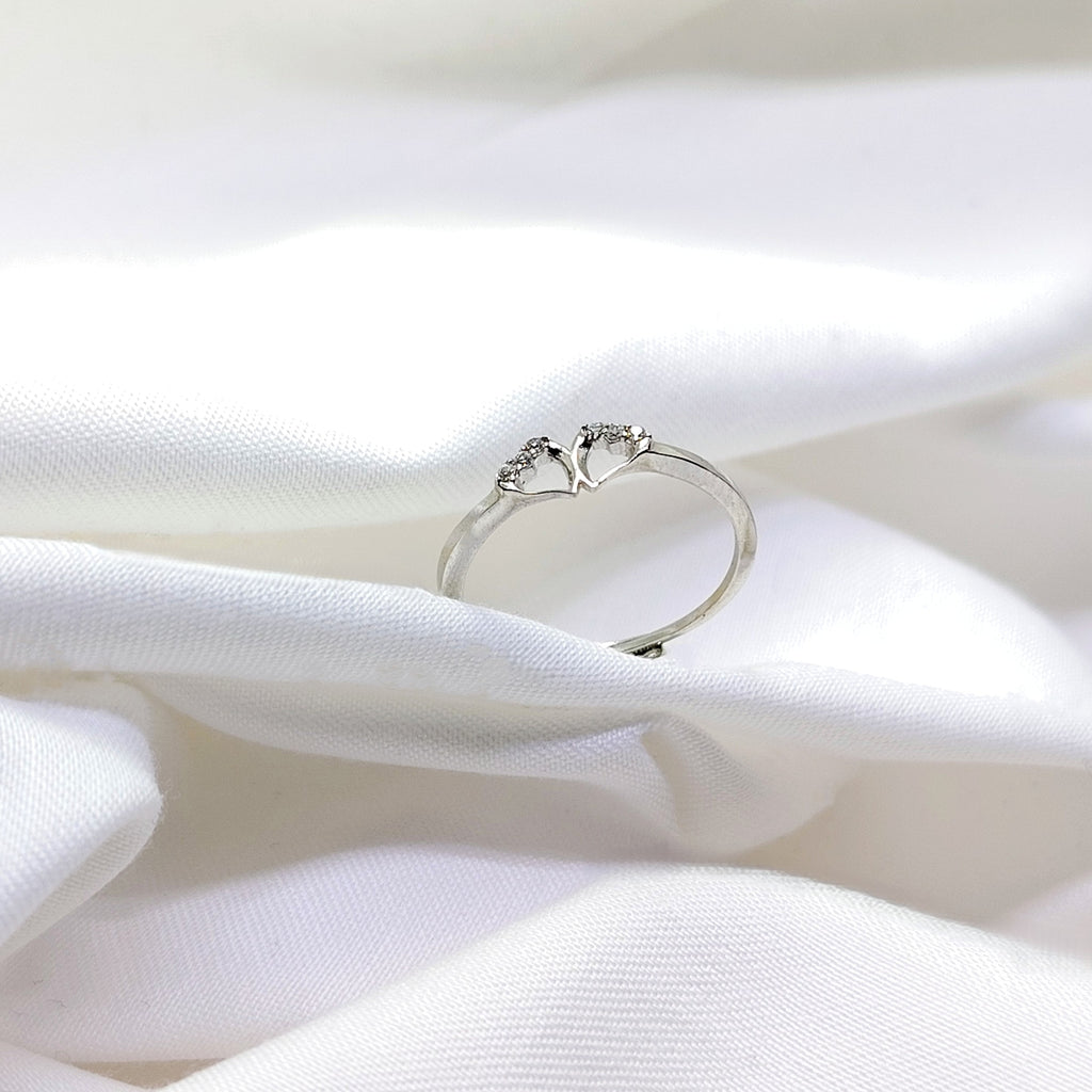Double Heart Silver Ring – 925 Sterling Silver Romantic Minimalist Jewelry