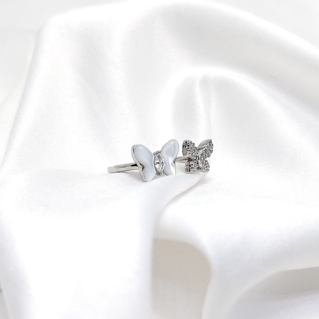 Double Butterfly 925 Silver Ring – Aesthetic Statement Ring
