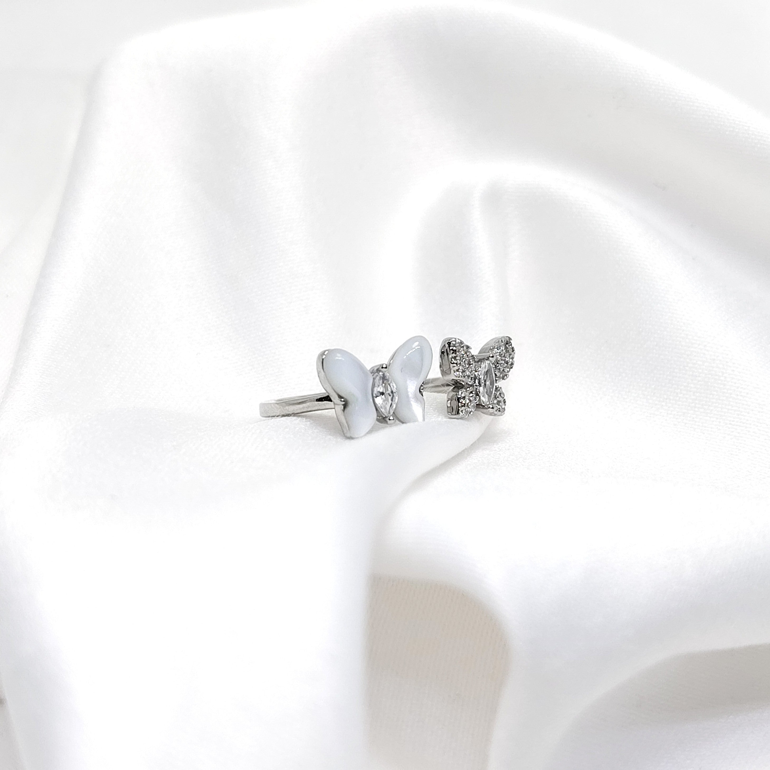Double Butterfly 925 Silver Ring – Aesthetic Statement Ring