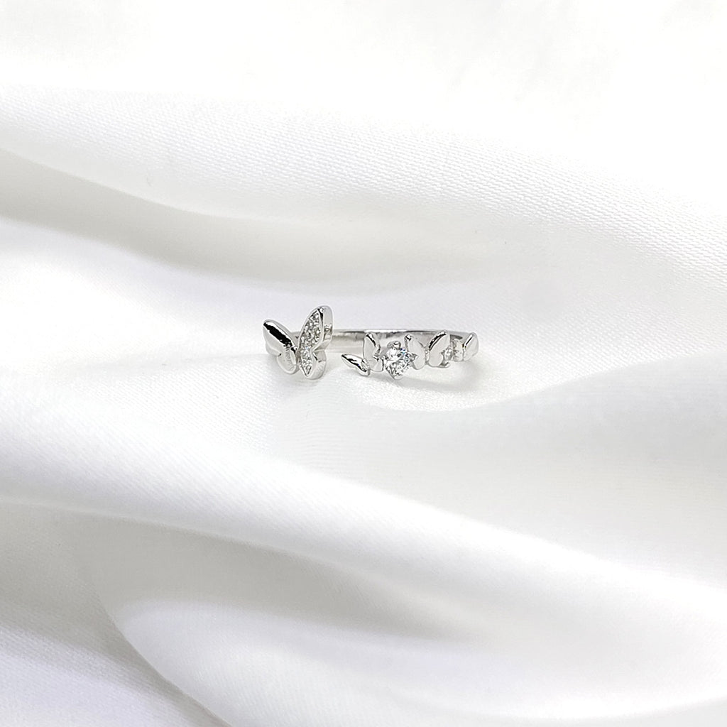 Butterfly Charm Adjustable Ring – Cute Everyday 925 Silver Ring