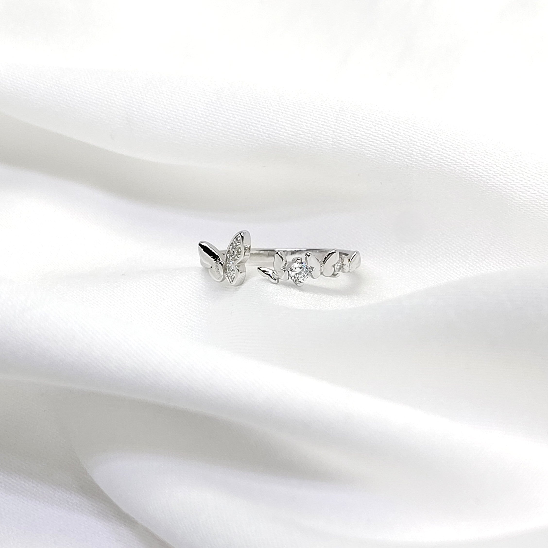 Butterfly Charm Adjustable Ring – Cute Everyday 925 Silver Ring