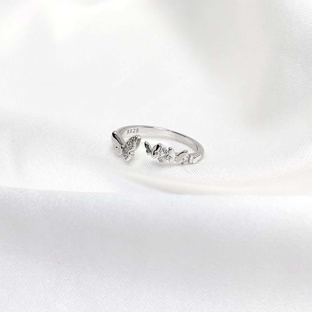 Butterfly Charm Adjustable Ring – Cute Everyday 925 Silver Ring