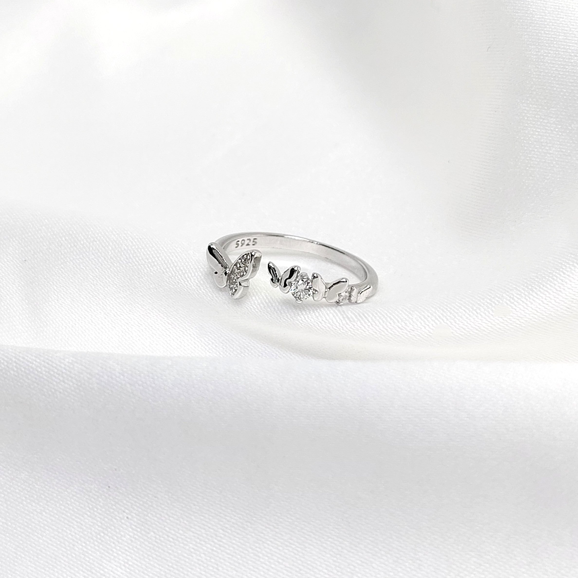 Butterfly Charm Adjustable Ring – Cute Everyday 925 Silver Ring