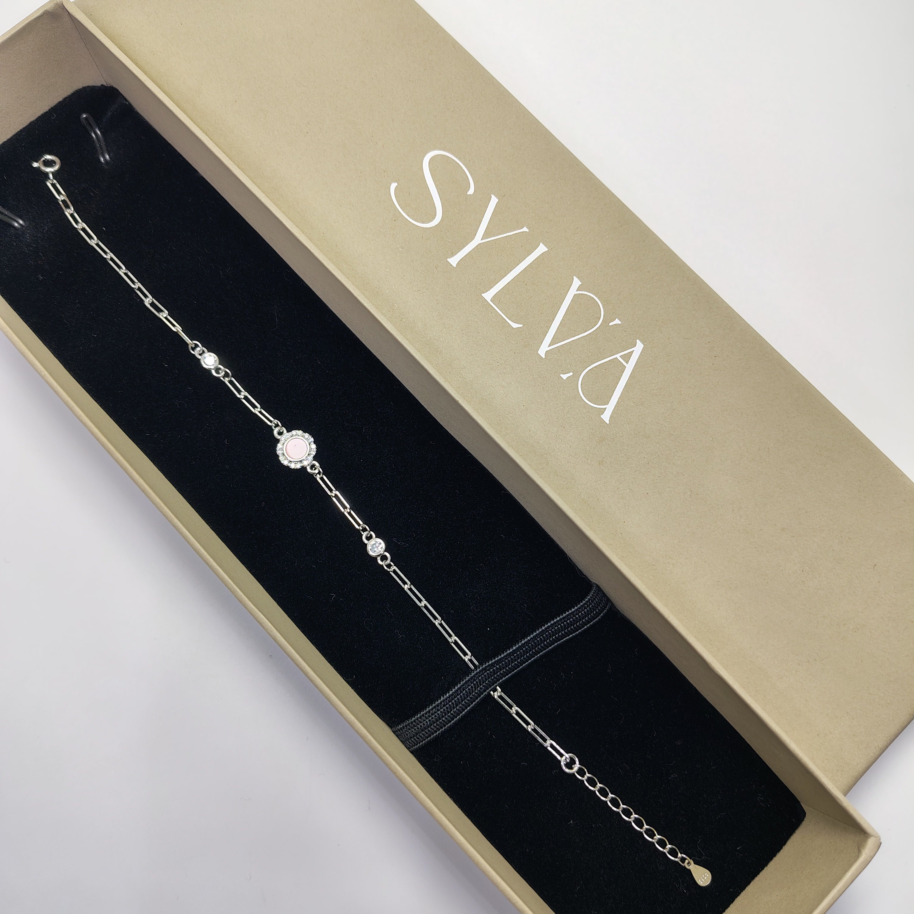 Pink Aura 925 Silver Chain Bracelet