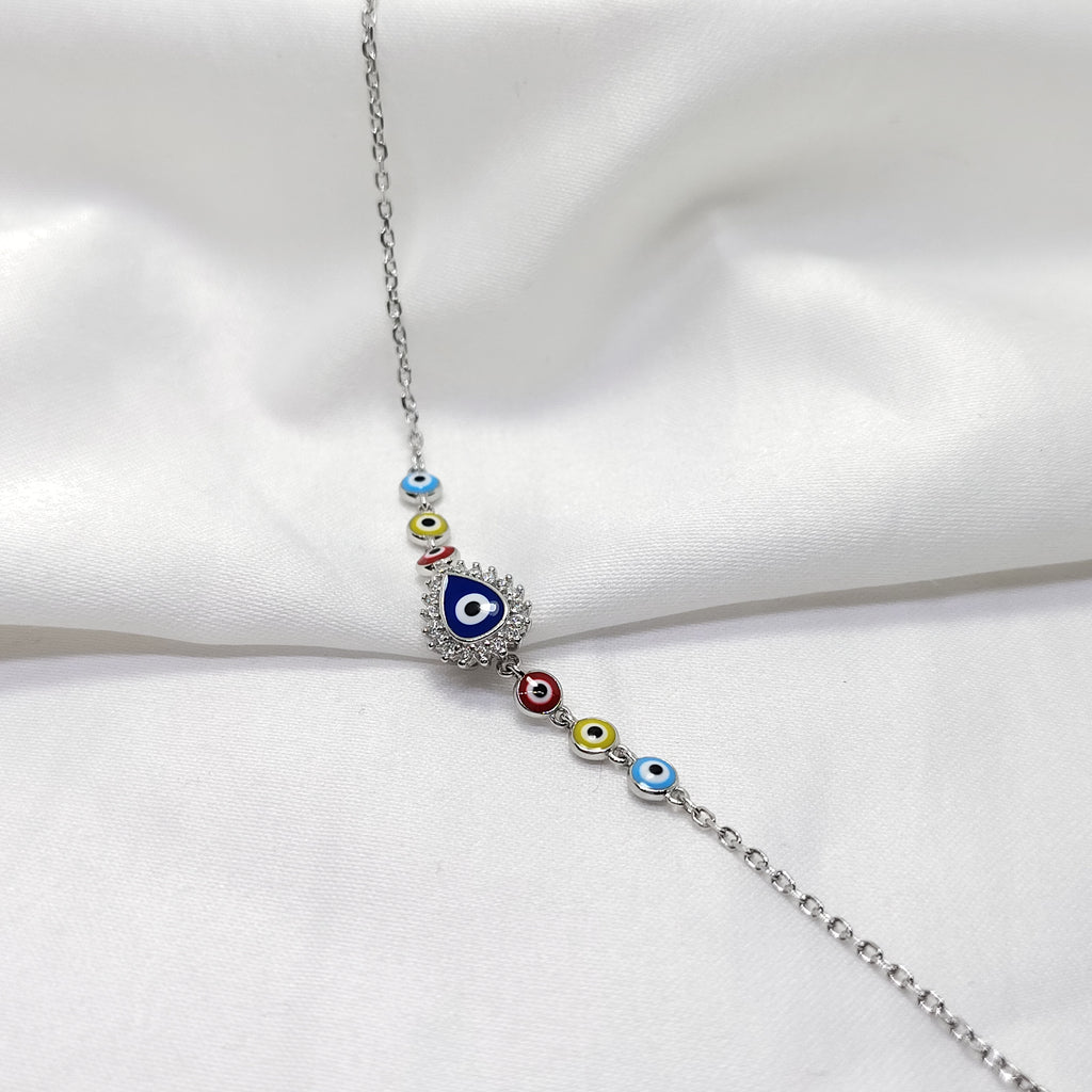 Evil Eye Charm Pure 925 Silver Bracelet for Women
