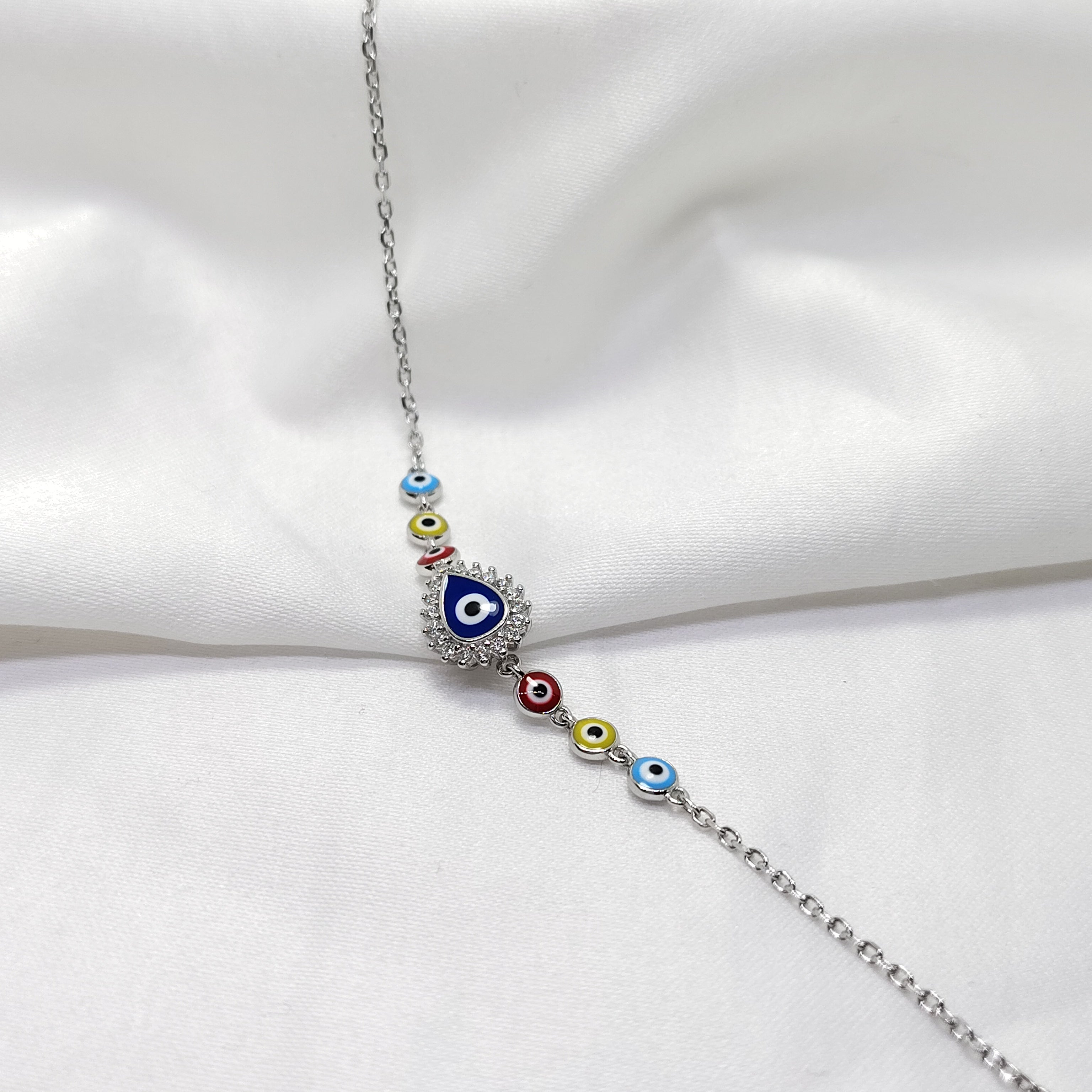 Evil Eye Charm Pure 925 Silver Bracelet for Women