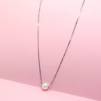 925 Silver Pearl Drop Necklace – Minimal Solitaire Chain for Women
