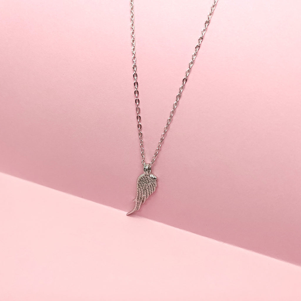 925 Silver Angel Wing Pendant Necklace – Sparkling Minimal Chain for Women