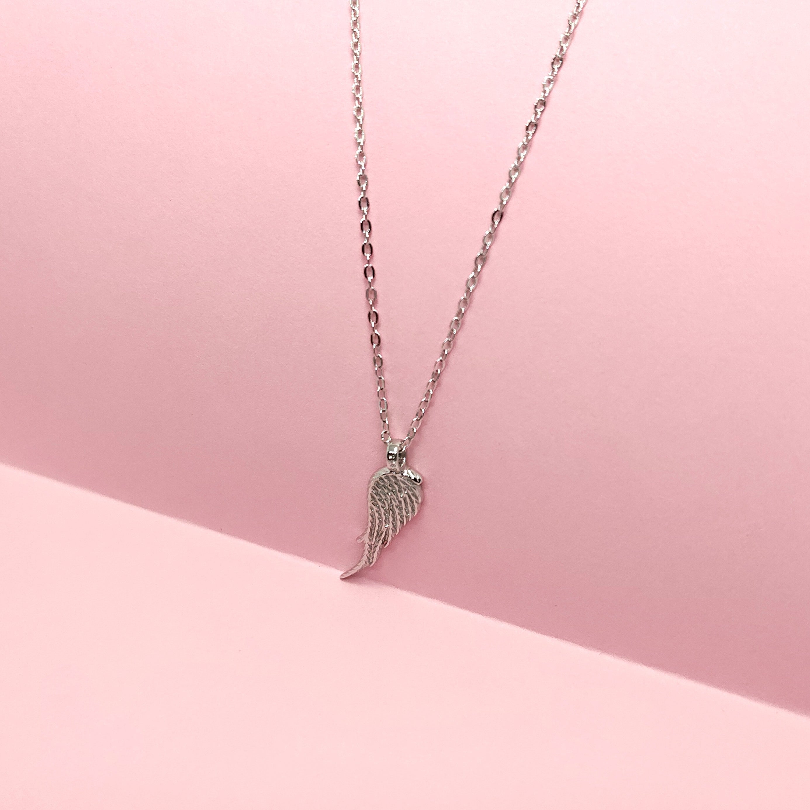 925 Silver Angel Wing Pendant Necklace – Sparkling Minimal Chain for Women