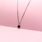 925 Silver Black Onyx Pendant Necklace – Elegant Round Chain for Women