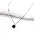 925 Silver Black Onyx Pendant Necklace – Elegant Round Chain for Women