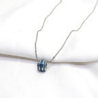 925 Silver Blue Stone Pendant Necklace – Elegant Round Charm Chain