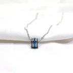 925 Silver Blue Stone Pendant Necklace – Elegant Round Charm Chain
