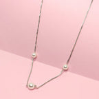 925 Silver Triple Pearl Minimal Necklace