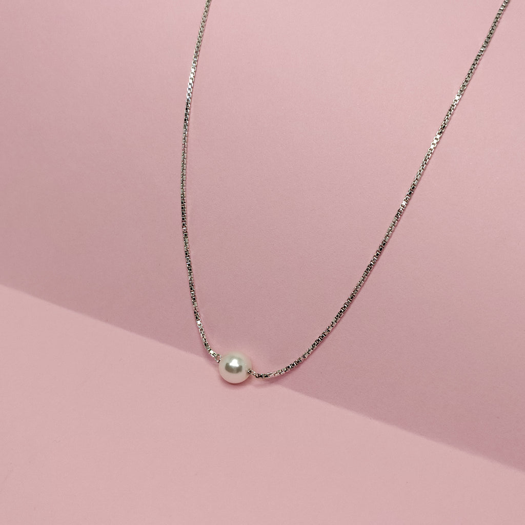 Single Pearl 925 Silver Chain Necklace