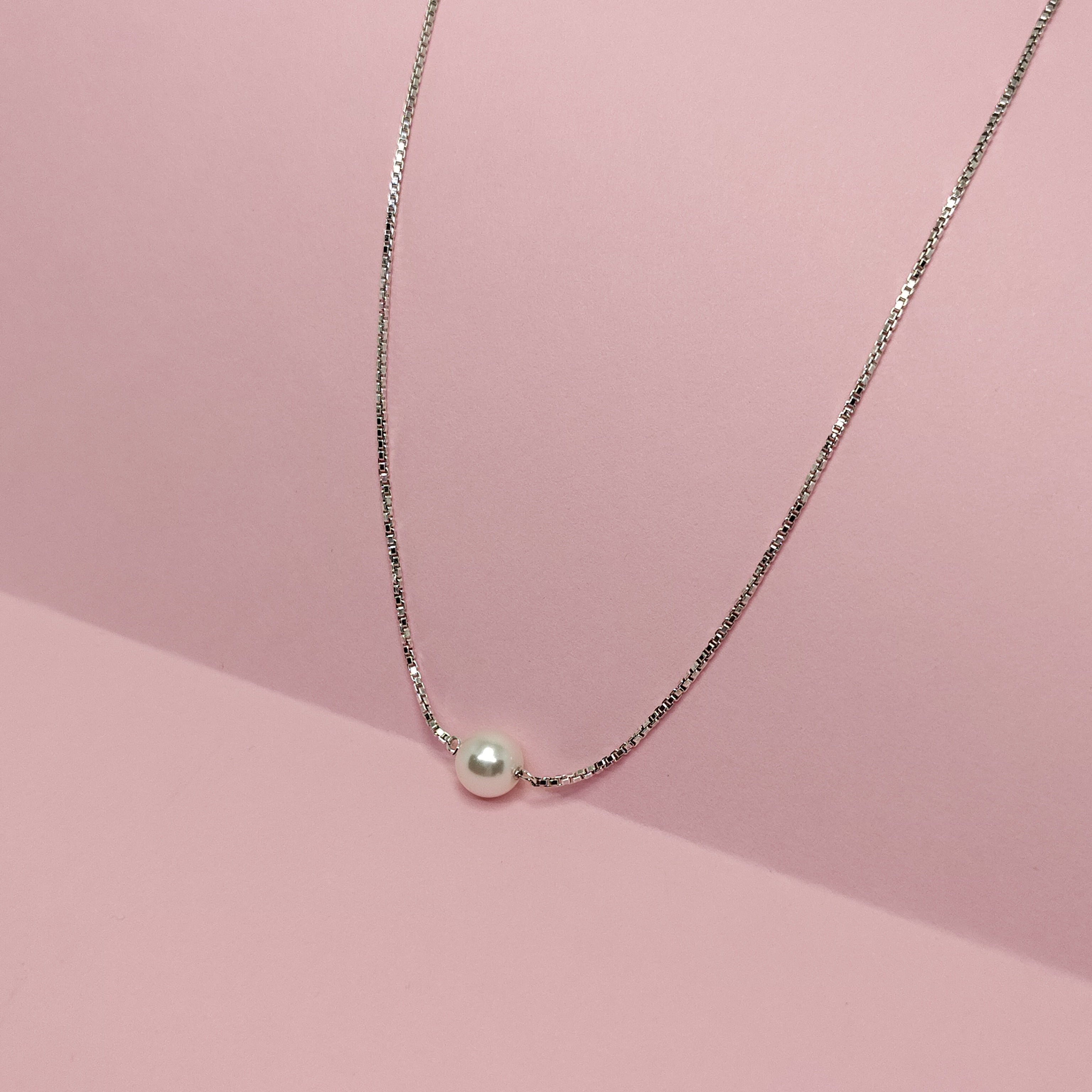 Single Pearl 925 Silver Chain Necklace