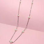 925 Silver Long Pearl Station Necklace