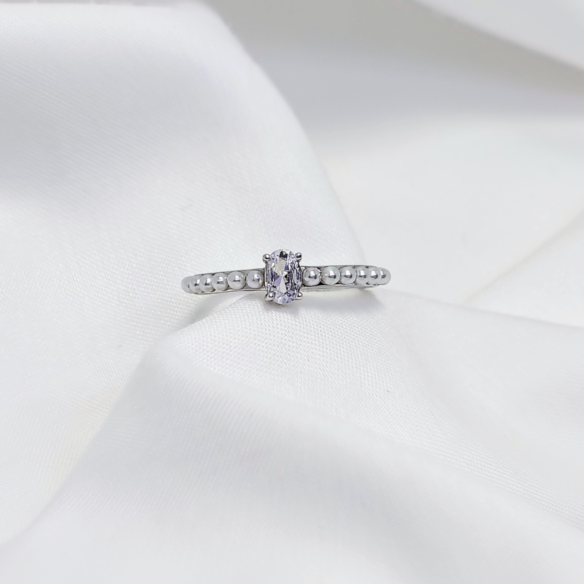 Silver Luna Pearl Ring