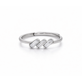 Silver Triple Emerald & Diamond Ring
