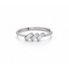 Silver Triple Emerald & Diamond Ring