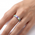 Silver Multi Color Ring