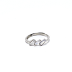 Silver Triple Emerald & Diamond Ring