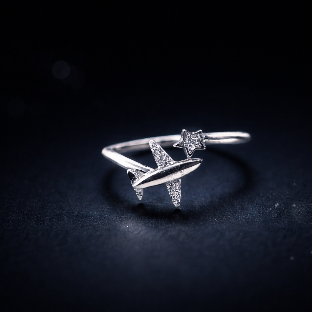 Airplane Silver Ring