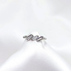 Silver Triple Emerald & Diamond Ring