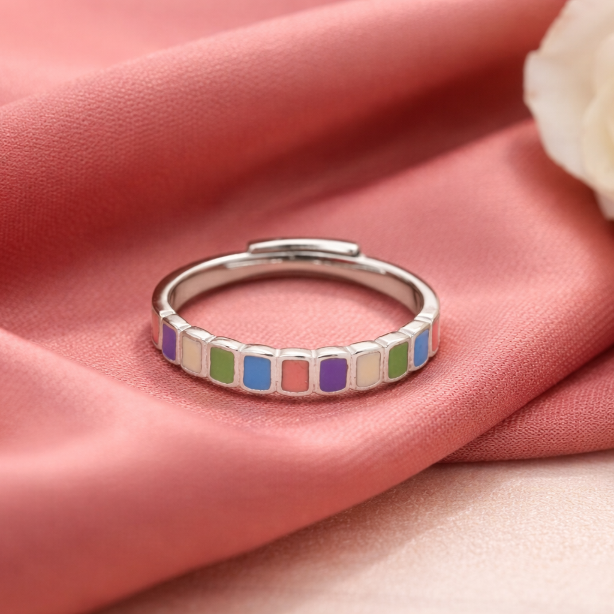 Silver Multi Color Ring