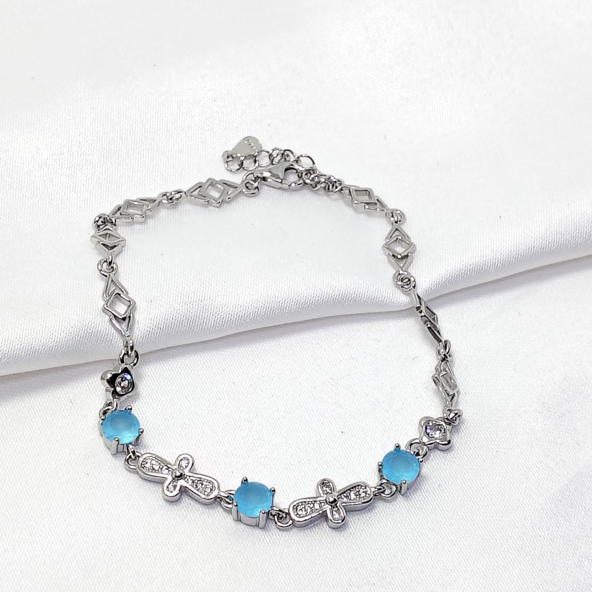 Baby Blue Stone 925 Silver Bracelet - Jewellery for women who lead.