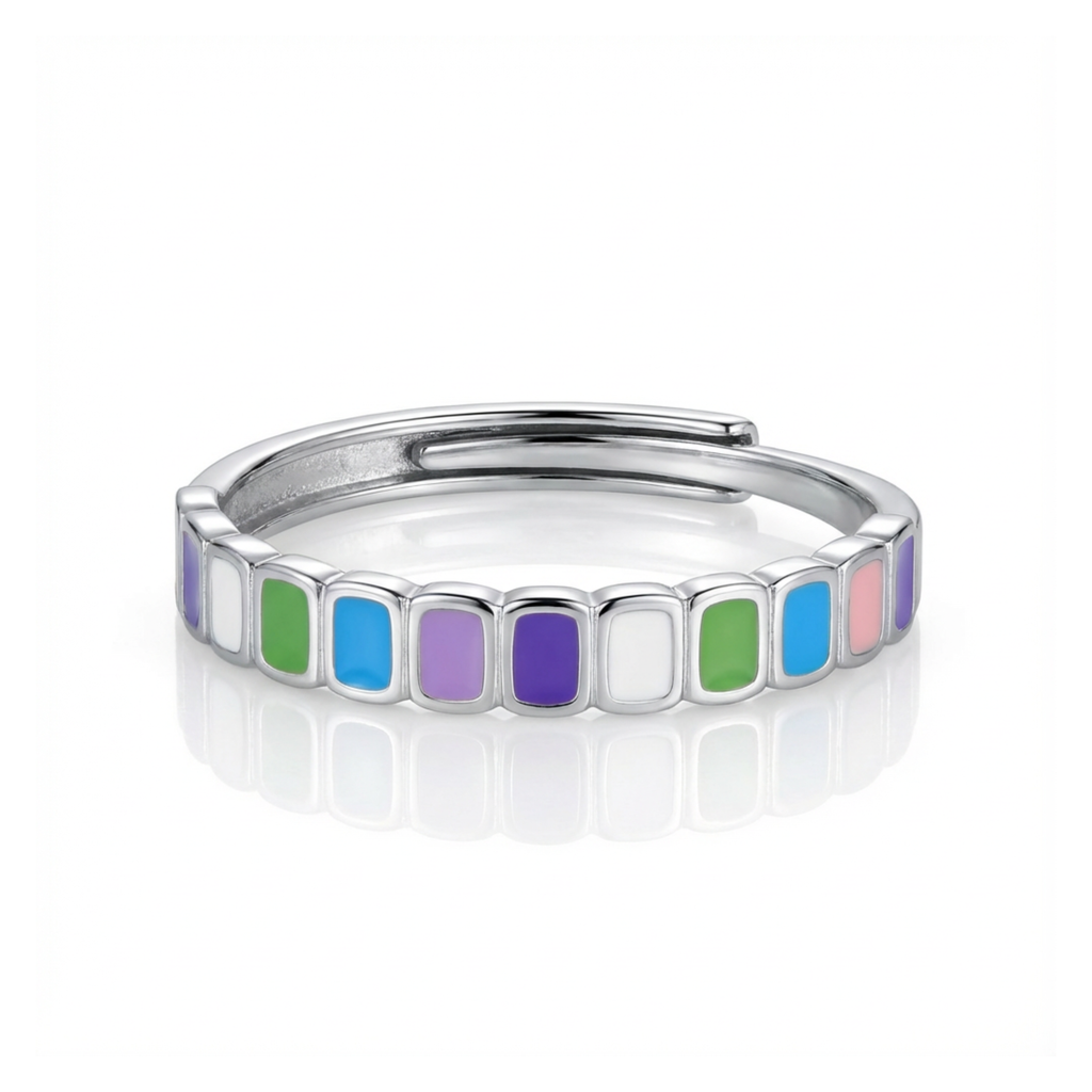 Silver Multi Color Ring