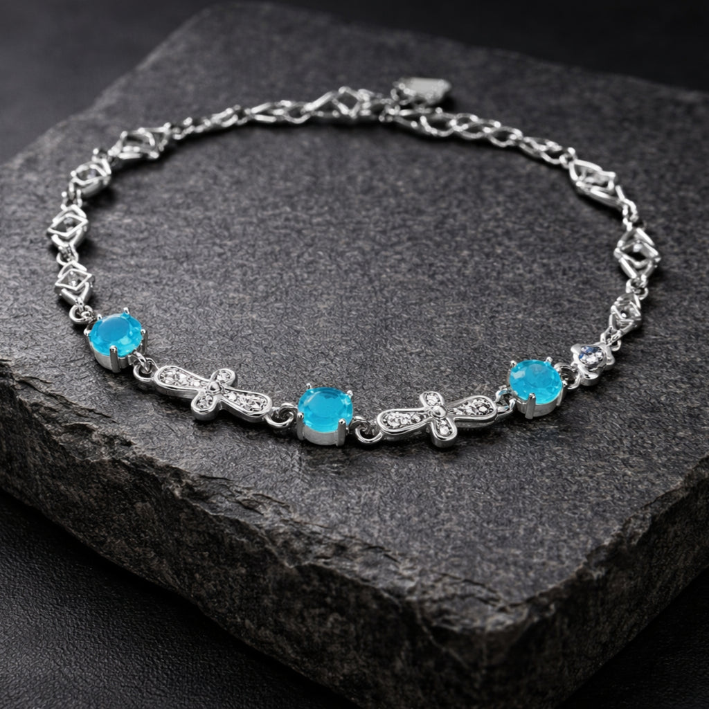 Baby Blue Stone 925 Silver Bracelet - Jewellery for women who lead.