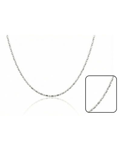 Silver chain necklace on a white background