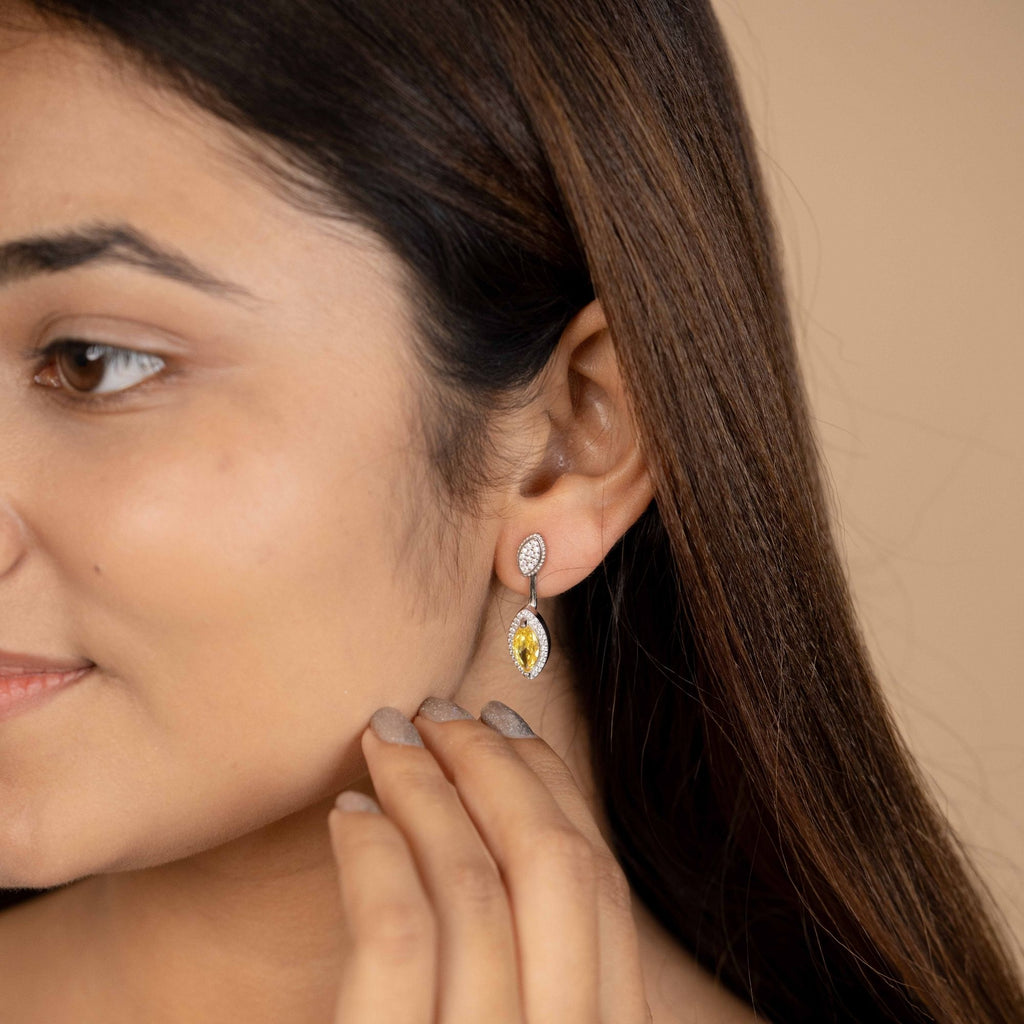 Minimalist Yellow Stone Silver Earrings - Because confidence deserves sparkle.