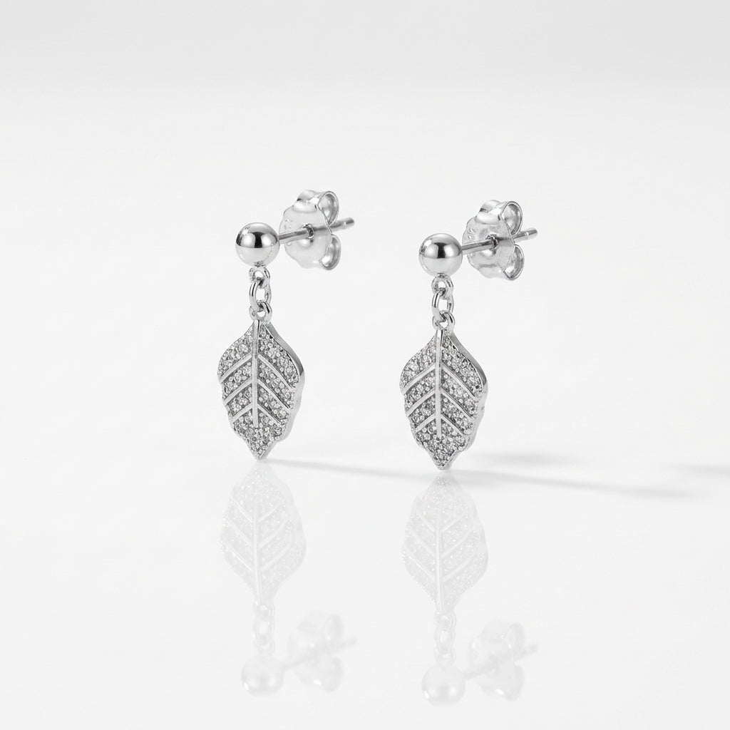 Silver Leaf Shaped Halo Earrings- Celebrate yourself. Loudly.