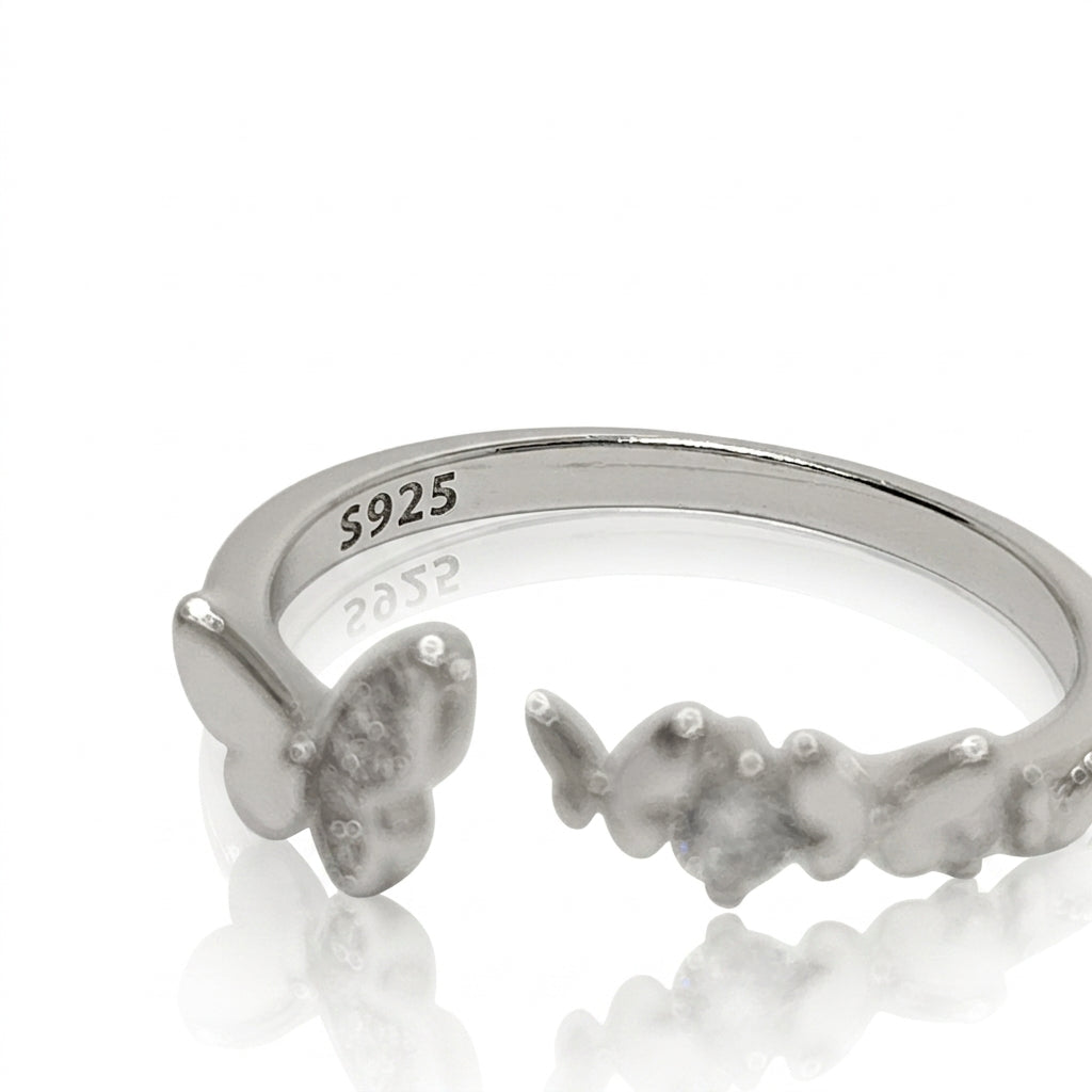 Butterfly Charm Adjustable Ring – Cute Everyday 925 Silver Ring