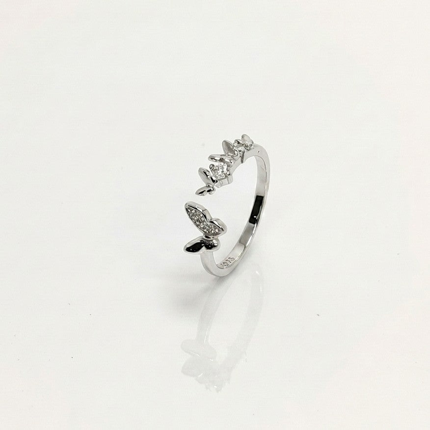 Butterfly Charm Adjustable Ring – Cute Everyday 925 Silver Ring