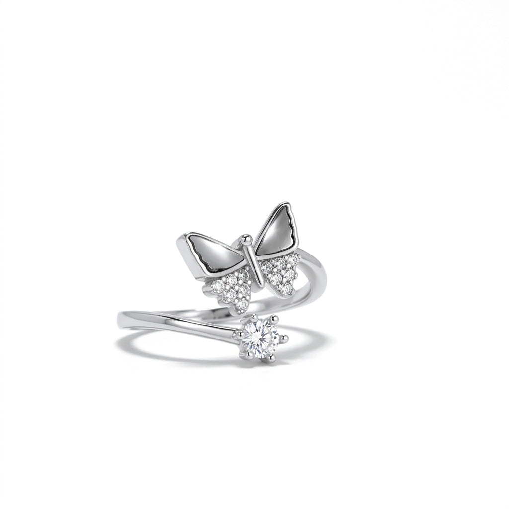 Vintage Butterfly 925 Silver Ring – Trendy Retro Style Ring