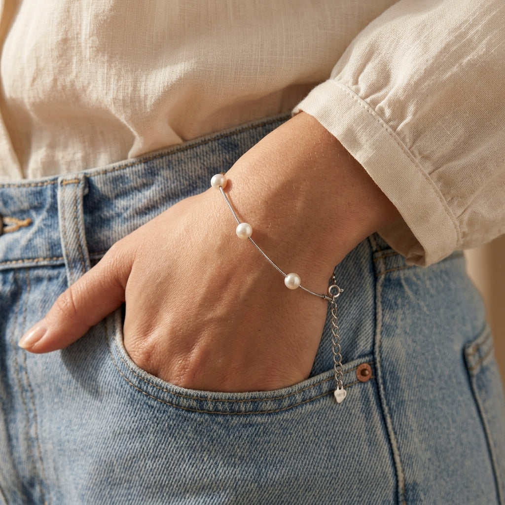 Ivory Pearl 925 Silver Bracelet
