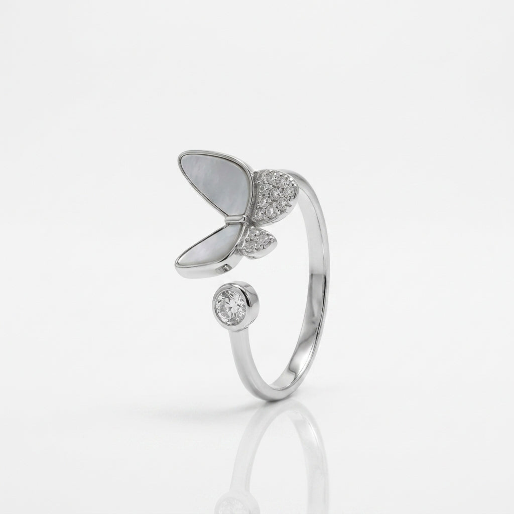 Crystal Butterfly 925 Silver Ring – Sparkling Party Wear Ring