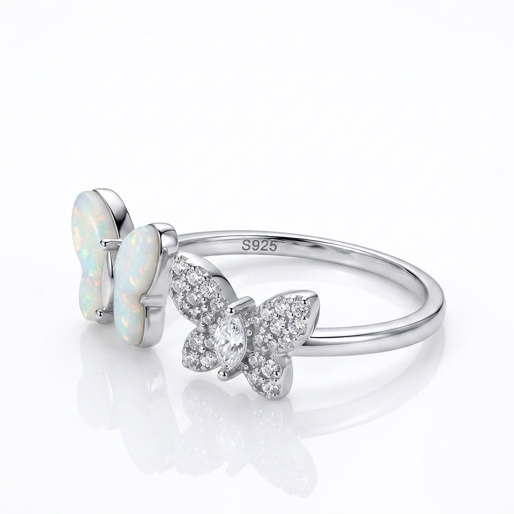Double Butterfly 925 Silver Ring – Aesthetic Statement Ring